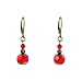 Earrings - E206 - Brass, Crystal and Glass Beads (8mm) ~ Siam Red