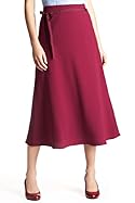  Flared Hem Waist Tie Crêpe Skirt
