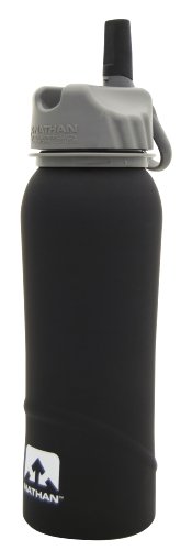 Nathan Stainless Steel 700 ml Flip Straw Bottle (Black Matte Soft Touch)