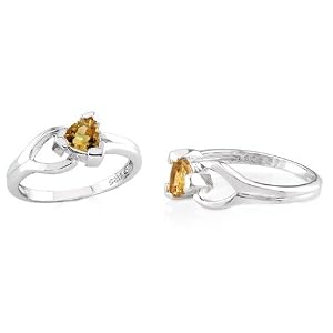Buy Trillion Cut Citrine Solitaire Ring Sterling Silver by Peora