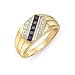 7/8 Carat Created Sapphire and Diamond 14K Gold Mens Ring
