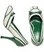 Exchange by Charles David cream and green linen peep-toe 'Prose' pumps