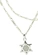 925 Sterling Silver Link Charm Bracelet with White Created Opal Star of David Charm