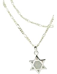925 Sterling Silver Link Charm Bracelet with White Created Opal Star of David Charm