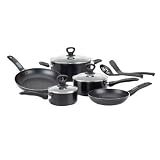 New T-Fal Wearever Mirro Black 10 Piece Cookset Aluminum Non Stick Cookset With Stay Cool Handles