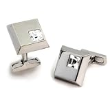 Rhodium Brass with Clear Swarovski Crystal Cufflink, Weight: 17.80gm