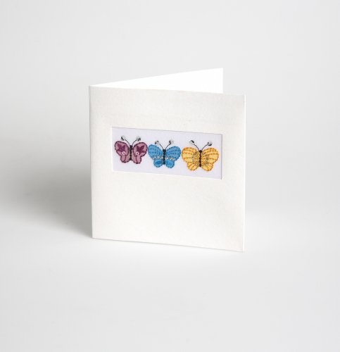 Traidcraft Embroidered 3 Bright Butterflies Card