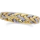 Elegant and Stylish Size 6 Two Tone Hand Woven Band in 14K Yellow and White Gold, 100% Satisfaction Guaranteed.