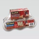 Scotch 3850 Premium Packaging Tape with Dispenser, Clear, 6 Roll Value Pack MMM38506BD