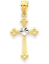 14 Karat Gold, Diamond-cut, Budded Cross Pendant