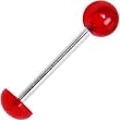 Red Acrylic Half Ball Barbell Tongue Ring