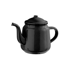 Enamel 12cm 1 Litre Traditional Rustic Teapot - Black