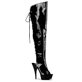 Pleaser Shoes Women's DELIGHT-3019, 5 3/4" Heel Open Toe Lace-UP Thigh High Boot