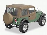 1985-1986 Jeep CJ Supertop Soft Top w/2 pc. Soft Doors w/Paddle Handles and Door Strikers Tan