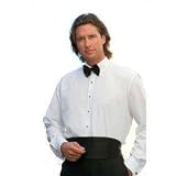 Laydown Collar-100% Microfiber Tuxedo Shirt-White