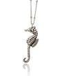 Adorable Retro Vintage Silver Seahorse Necklace - 20" Silver Plated Station Chain by Lavishy