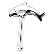 Sterling Silver Swimming Dolphin Nose Bone