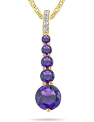 0.02 Cts Diamond & 1.25 Cts Amethyst Journey Pendant in 14K Yellow Gold