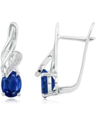 Fashion Diamond and Oval Blue Sapphire Earrings - 3 ct TGW