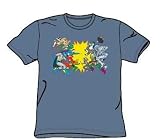  : Justice League Face Off Adult S/S T-shirt in Slate by DC Comics