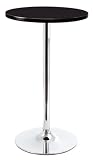 Bartisch verchromtes Gestell, Tischplatte aus schwarz lackiertem MDF, Höhe 102cm x Durchmesser 60cm