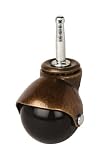 2 Antique Brass Ball Caster with Wood Stem & Socket
