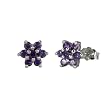 Star Flower Amethyst Cubic Zirconia Platinum Overlay Sterling Silver Studs