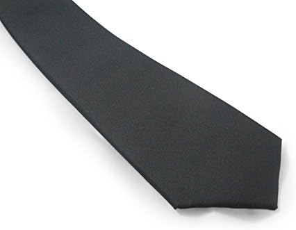 Cascadia Unlimited Men's Solid Black Matte 2" SKINNY Tie + White Pocket Square