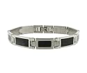 Stainless Steel Men's ID Bracelet w/ Carbon Fiber & Resin, 8.25''