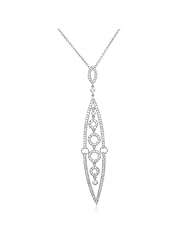 1.15cttw Leaf charm pendant with circlets on center set in 18K white gold