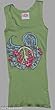 Ankh Royalty Green Crystalled Roses Peace Sign Peace Love Tank