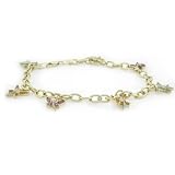 10k Yellow Gold Diamond and Multi-Gemstone Bracelet, 7.5