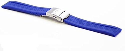 20mm Royal Blue MODENA Italian Rubber Watch Band with New Tire Tread Pattern