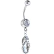 Crystalline Gem Embelished Flip Flop Sandal Dangle Belly Ring