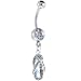 Crystalline Gem Embelished Flip Flop Sandal Dangle Belly Ring