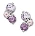 Tri-color round CZ Solid Sterling Silver Earrings