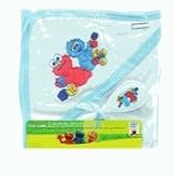 Sesame Street Hooded Bath Blanket with Brush and Comb Set ~ Blue