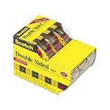 Scotch(R) Permanent Double Sided Tape, 1/2 x 250 Inch, 3 Rolls (3136)