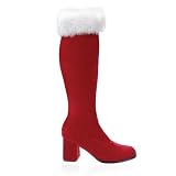 GOGO 3 Inch Womens Sexy Knee High Boots Stretch GOGO Boot Christmas Santa Elf Boot Costume Re