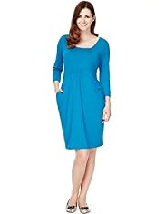 Plus Drape Pockets Elasticated Front Tunic Dress