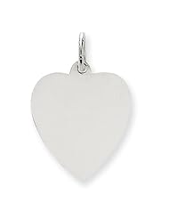 14k White Gold Plain .013 Gauge Engravable Heart Charm