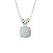 10k White Gold Checkerboard Cushion Created Opal Gemstone Pendant Necklace (8mm .70 ct), 18"