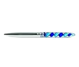 Fitz and Floyd The Write Style Writing Pen with Glass Handle, Blue Swirl (34/289)