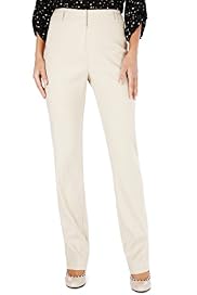 Linen Blend Flat Front Modern Slim Leg Trousers