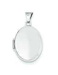 14K White Gold Oval Locket Photo Pendant Jewelry New