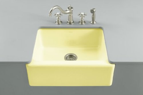 Kohler K-6573-5U-Y2 Alcott Apron-Front, Undercounter Kitchen Sink with Five-Hole Oversized Faucet Drilling, Sunlight
