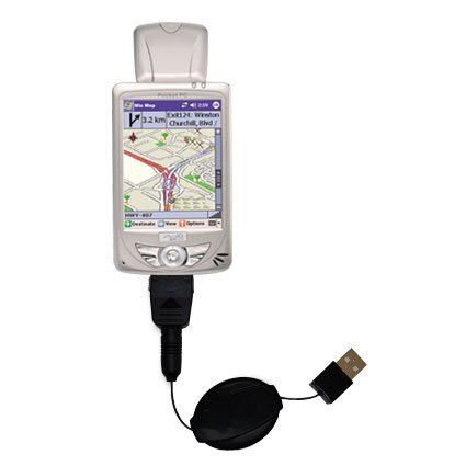 Retractable USB Cable for the Mio 168 with Power Hot Sync and Charge capabilities - uses Gomadic TipExchange Technology