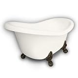 American Bath Factory B1-1600-BB-DM3-M2-15-OB Princess Slipper Clawfoot Bathtub in Bisque, Ball and