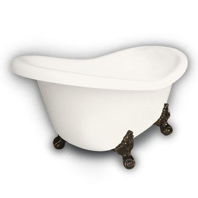 American Bath Factory B1-1600-BB-DM3-M2-15-OB Princess Slipper Clawfoot Bathtub in Bisque, Ball and