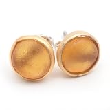 Glass Circle Stud Earrings by Michael Vincent Michaud (Brown)